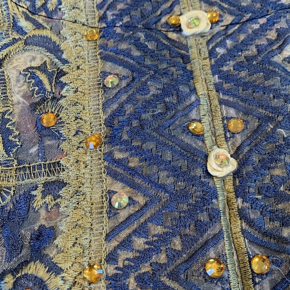 Simrans pret Pakistani Kurta Long Sleeve Blue Beaded Embroidered Women’s Medium - Picture 11 of 11